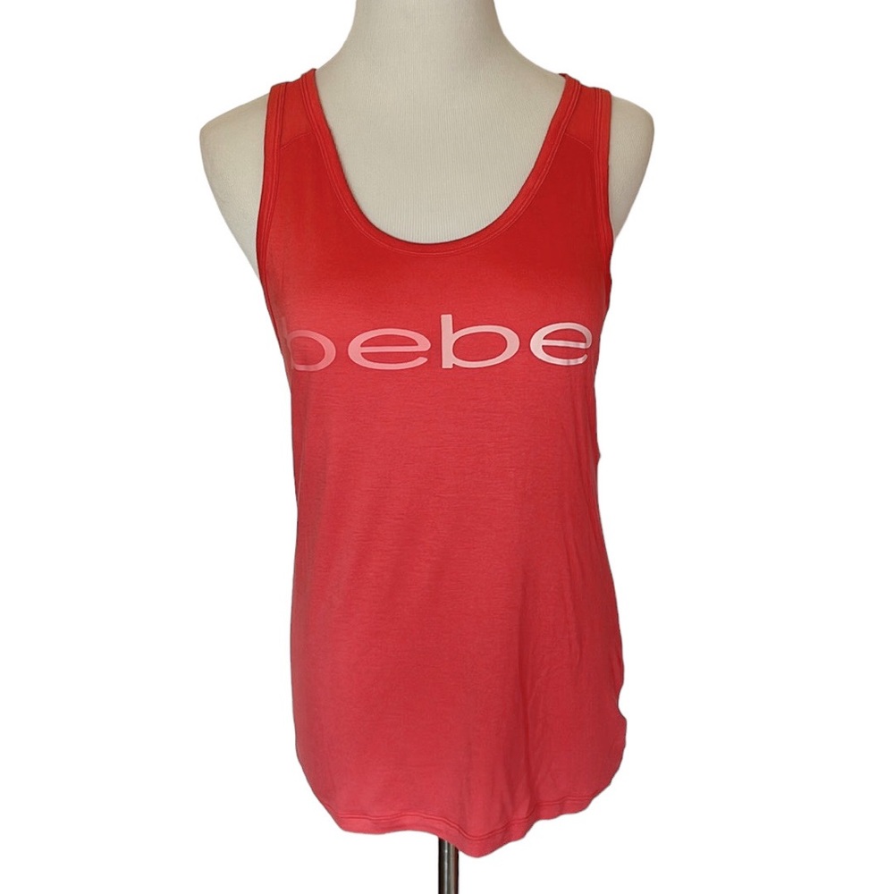 Bebe Sport Coral Mesh tank top. Bebe Logo tank top. Size M